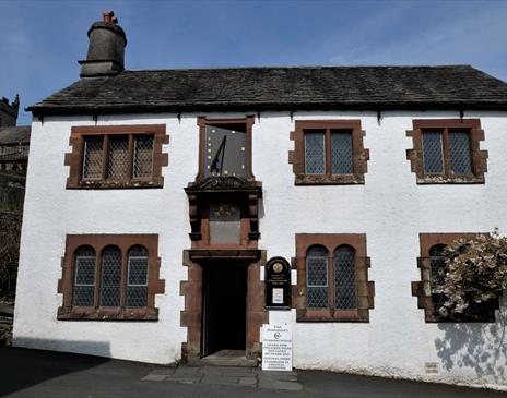 Exterior and Entrance at Hawkshead Grammar School Museum in the Lake District, Cumbria