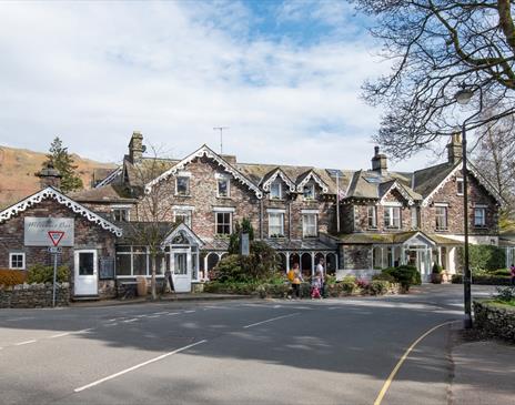 Exterior and front entrance to The Wordsworth Hotel in Grasmere, Lake District
