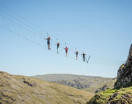 Walk Across the Infinity Bridge at Honister Slate Mine near Borrowdale, Lake District