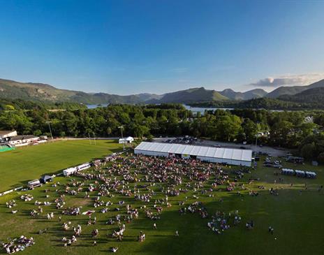Aerial Photo of Visitors at the Keswick Beer Festival in Keswick, Lake District