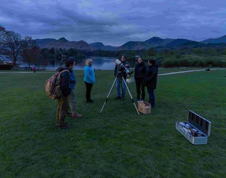 Visitors at the Keswick Star Gazing Night at Crow Park in Keswick, Lake District