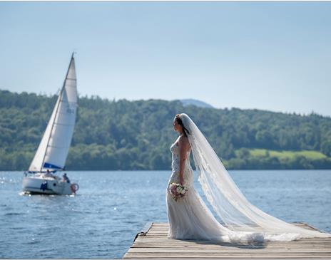 Bride Overlooking a Lake - Lake District Wedding Photography by DGoodier Photography