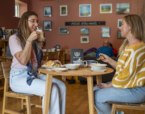 Visitors enjoy food and drink at Lanercost Tea Room & Gift Shop near Brampton, Cumbria