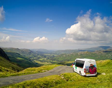 A Mountain Goat Tours Minibus in the Beautiful Scenery of the Lake District, Cumbria