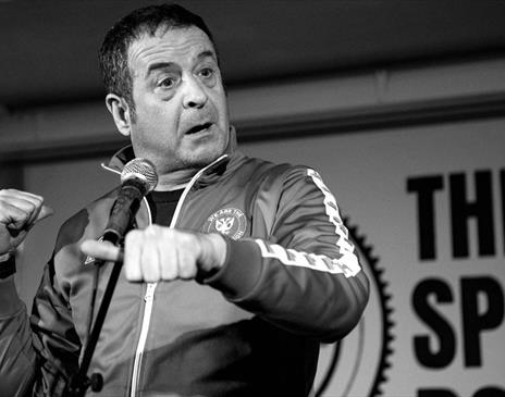 Mark Thomas at a Performance at Brewery Arts in Kendal, Cumbria