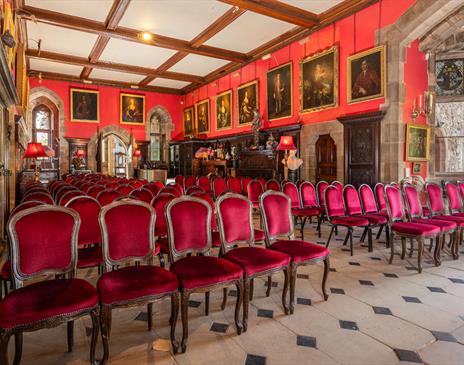 Theatre Style Seating in the Great Hall at Muncaster Castle & Gardens in Ravenglass, Cumbria