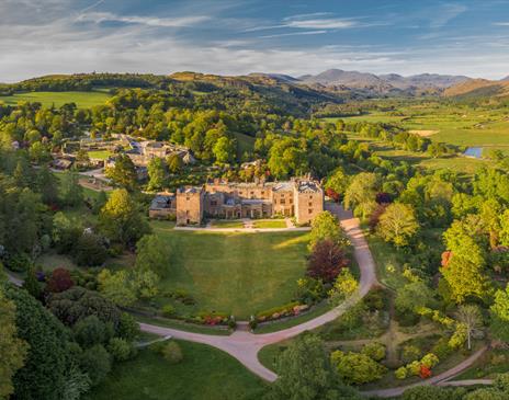 Aerial View of Muncaster Castle & Gardens in Ravenglass, Cumbria