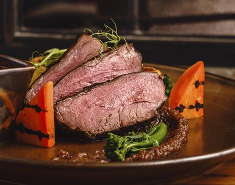 Beef dish from the Restaurant at Mary Mount Hotel in Borrowdale, Lake District