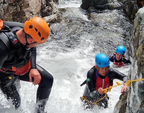 Visitors Extreme Ghyll Scrambling and Canyoning with Path to Adventure in Eskdale, Lake District