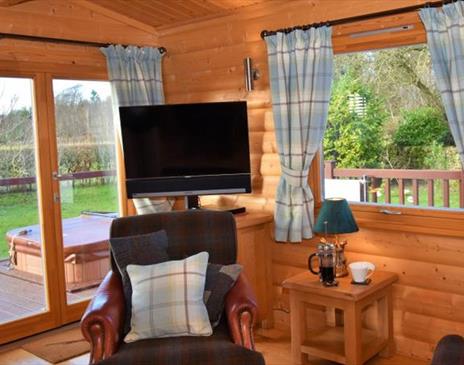 Lounge in Pheasant Lodge at Low Moor Head Farm in Longtown, Cumbria