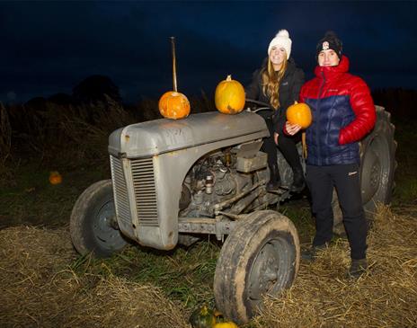 Couple at Pumpkin Picking After Dark 2024 at Walby Farm Park in Crosby-on-Eden, Cumbria