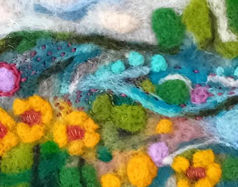 Art Made at the Introduction to Felting Workshop at Quaker Tapestry Museum in Kendal, Cumbria