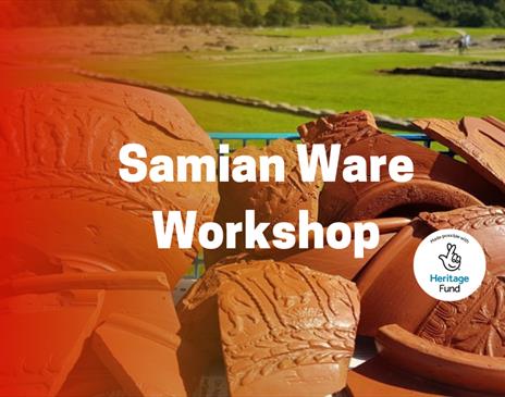 Samian Ware Workshop poster featuring broken pots