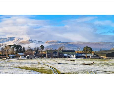 Scenic Wintry View of Rookin House Activity Centre in Troutbeck, Lake District