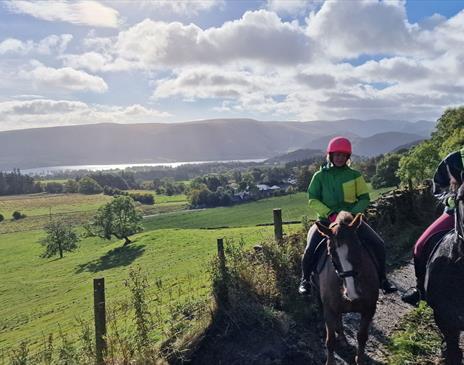 Visitors Horse Riding at Rookin House Activity Centre in Troutbeck, Lake District