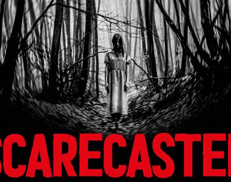 Horror-style poster for Scarecaster at Muncaster Castle in Ravenglass, Cumbria