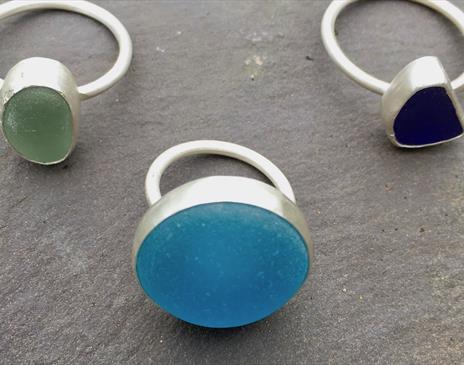 Sea Glass Silver Jewellery at Cowshed Creative in Staveley, Lake District