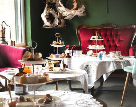 Afternoon Tea Setup at Shed One Distillery in Ulverston, Cumbria