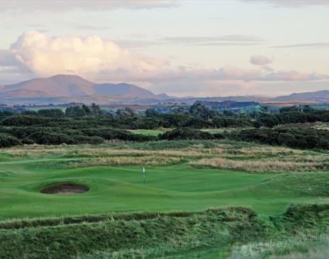 Views of Lake District Fells from the 6th Hole at Silloth on Solway Golf Club in Silloth, Cumbria