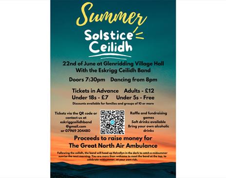 Poster for Summer Solstice Fundraising Ceilidh in Glenridding, Lake District