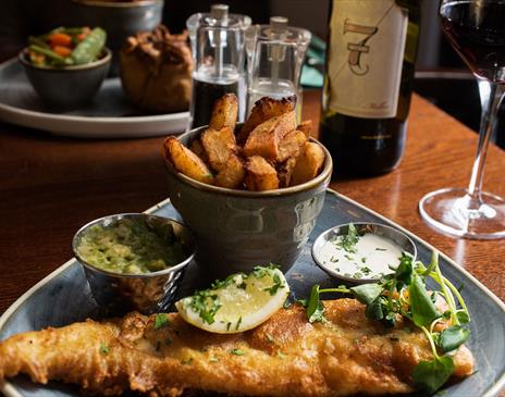 Fish & Chips at The Swan at Grasmere in the Lake District, Cumbria