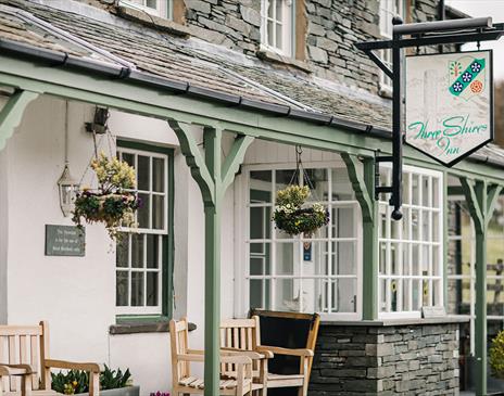 Exterior and Entrance to Three Shires Inn in Little Langdale, Lake District