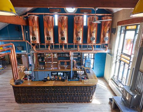 View of the Bar and Seating Area from above at Ambleside Tap Yard in Ambleside, Lake District