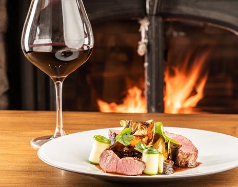 Delicious Food and Wine in Front of a Cozy Fire at The Dalesman Country Inn in Sedbergh, Cumbria
