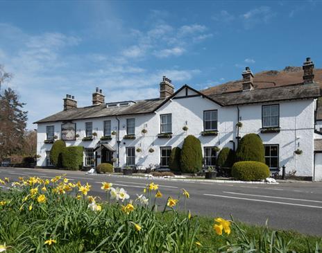 Exterior and Daffodils at The Swan at Grasmere in the Lake District, Cumbria