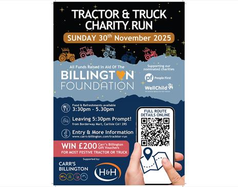 Poster for the Tractor & Truck Charity Run on Sunday 30th November 2025