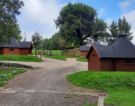 Exterior of Camping Cabins at Ullswater Holiday Park in the Lake District, Cumbria