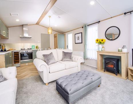 Lounge and Kitchen in Static Caravans at Ullswater Holiday Park in the Lake District, Cumbria