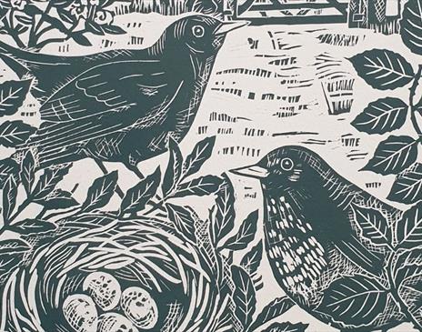 Artwork from the Wildlife Themed Introduction to Linocut with Sue Rowland Workshop at Rheged in Penrith, Cumbria