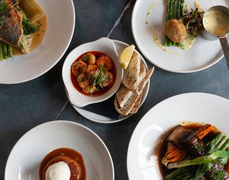 Various Dishes from The River Room Brasserie at The Swan Hotel & Spa in Newby Bridge, Lake District