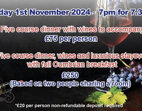 Poster for The Americas Wine Evening at The Villa, Levens near Kendal, Cumbria