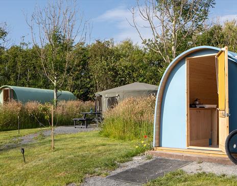 Exterior of Pods and Yurts at West Point Woods in Walney, Cumbria