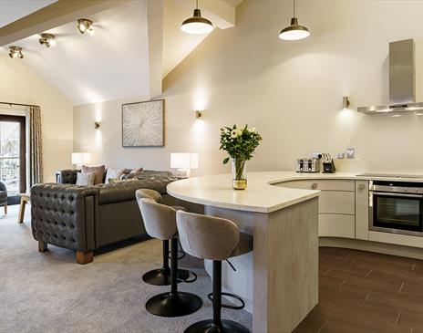 Luxury interior of accommodation at Windermere Marina Village.