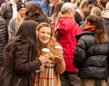A winter market full of people