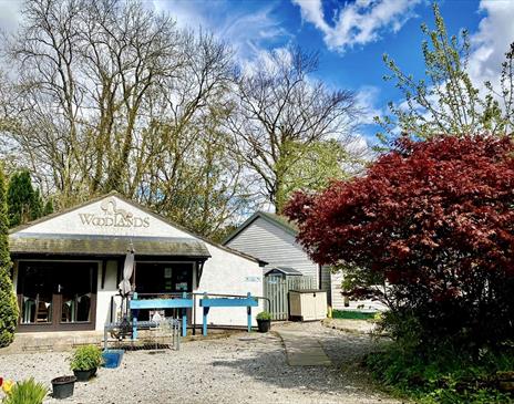 Exterior of Woodlands Tea Room and Gift Shop in Santon Bridge, Cumbria