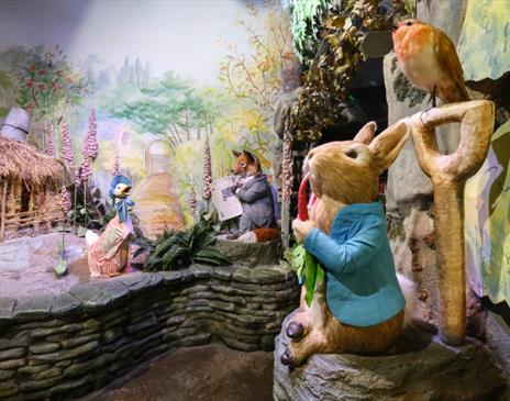 Characters and scenes from the Peter Rabbit exhibit at The World of Beatrix Potter in Bowness-on-Windermere, Lake District