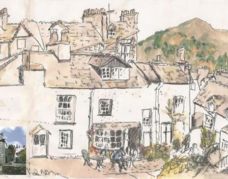 Illustration of the View from Above Stock in Ambleside, Lake District