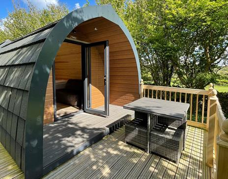 Glamping pods at Hollins Farm Holiday Park, Silverdale.