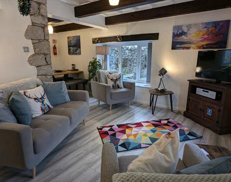 Living area at Corner Cottage at Brackenthwaite Farm near Arnside, Cumbria