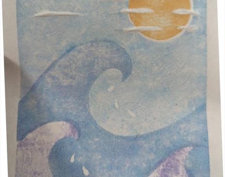 Moku hanga' Japanese woodblock printing- 'Catching a Wave' with Julie Evans