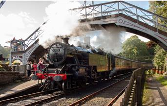 Historic Steam Trains at Lakeside & Haverthwaite Railway in the Lake District, Cumbria