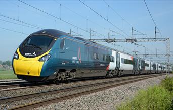 Avanti West Coast Pendolino train on the West Coast mainline in Cumbria