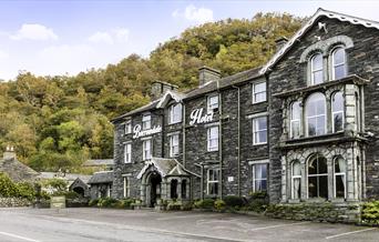 Exterior and Entrance to The Borrowdale Hotel in Borrowdale, Lake District