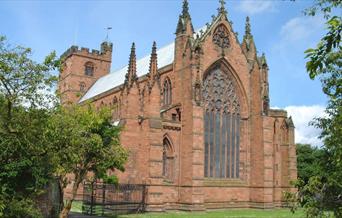 Exterior and Gardens of Carlisle Cathedral in Carlisle, Cumbria