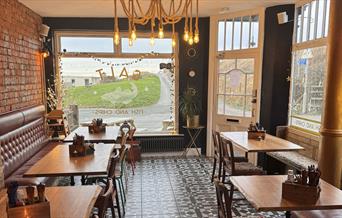 Dining space at SALT Fish and Chips in Seascale, Cumbria