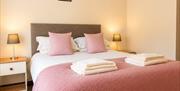 King bedroom in Number 8 at Howgills Apartments in Sedbergh, Cumbria